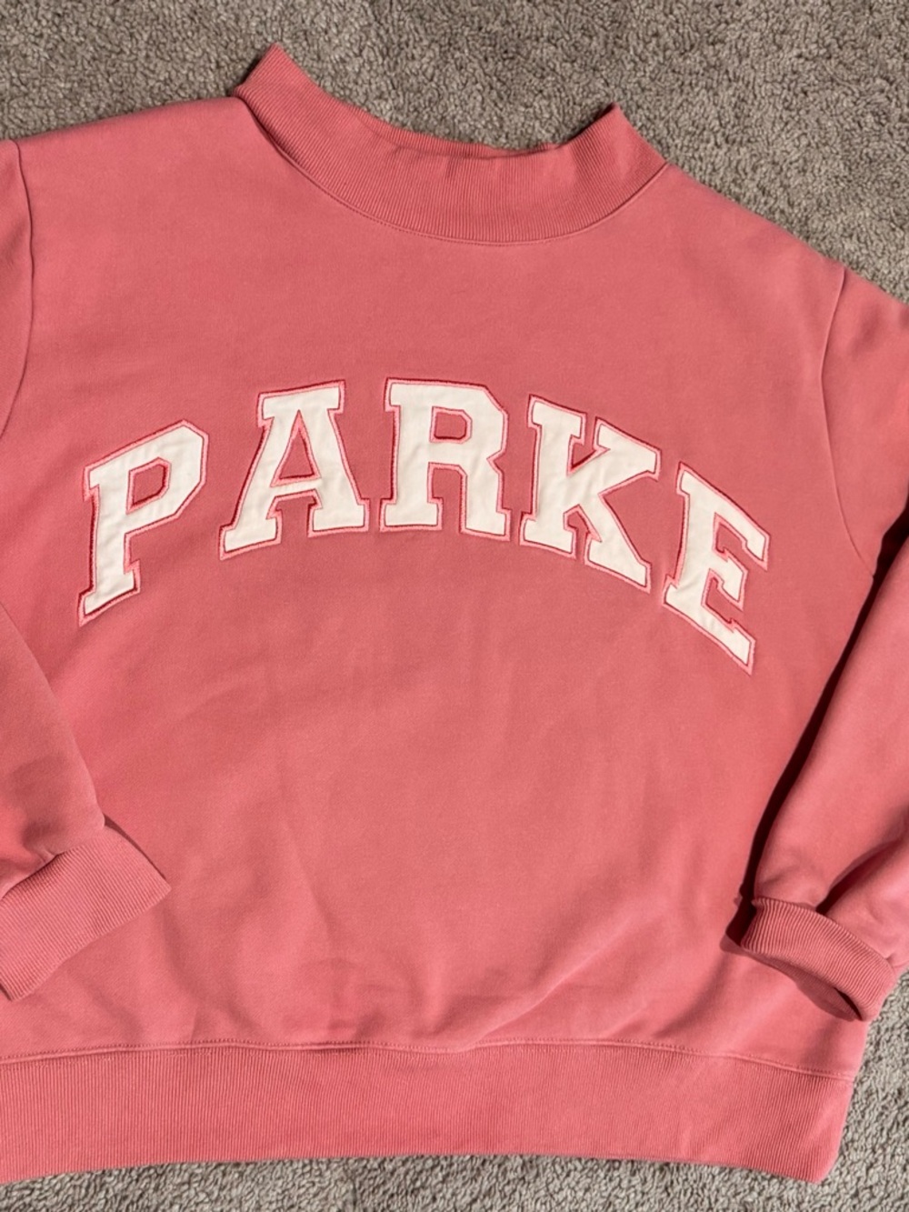 Parke Pink Mockneck Sweatshirt — Soft Pink Cowl Sweater
